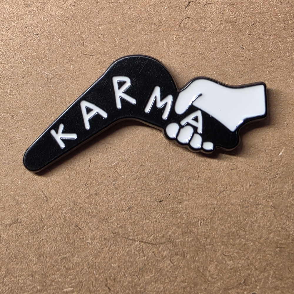 Black and White Karma Enamel Pin